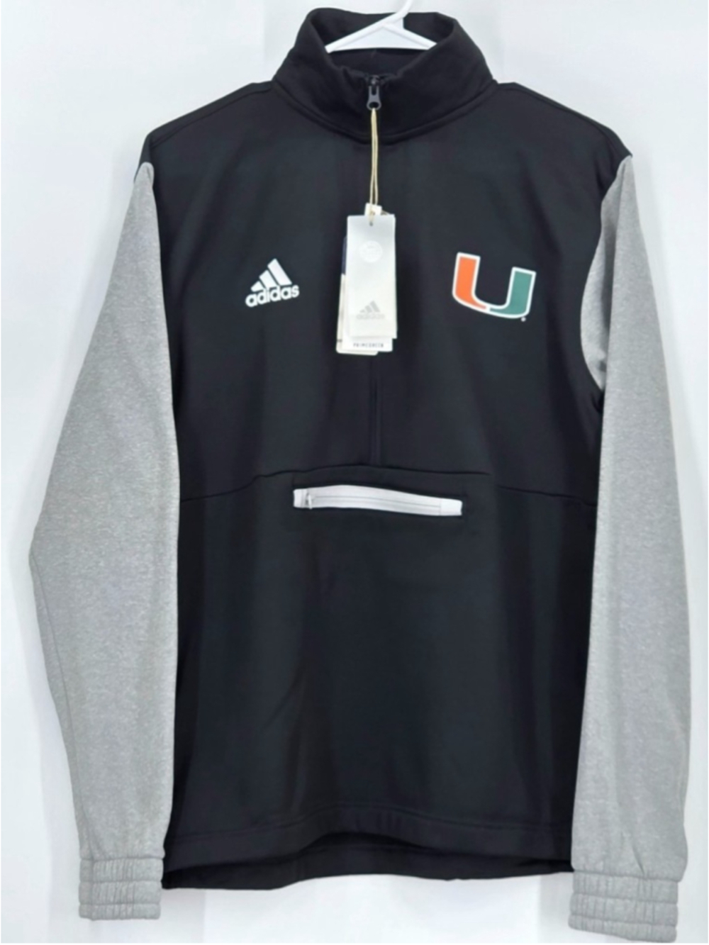 Athleisure adidas Miami Hurricanes 1/4 Zip Pullover Men M Black AEROREADY NCAA